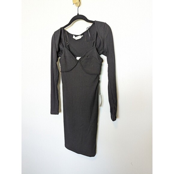 Astr The Label Dress Womens Small Black Bodycon Sleeeveless Shrug Club Y2K 90s - Picture 3 of 15